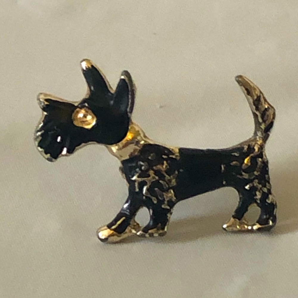 Scottish terrier brooch white rhinestone eye
